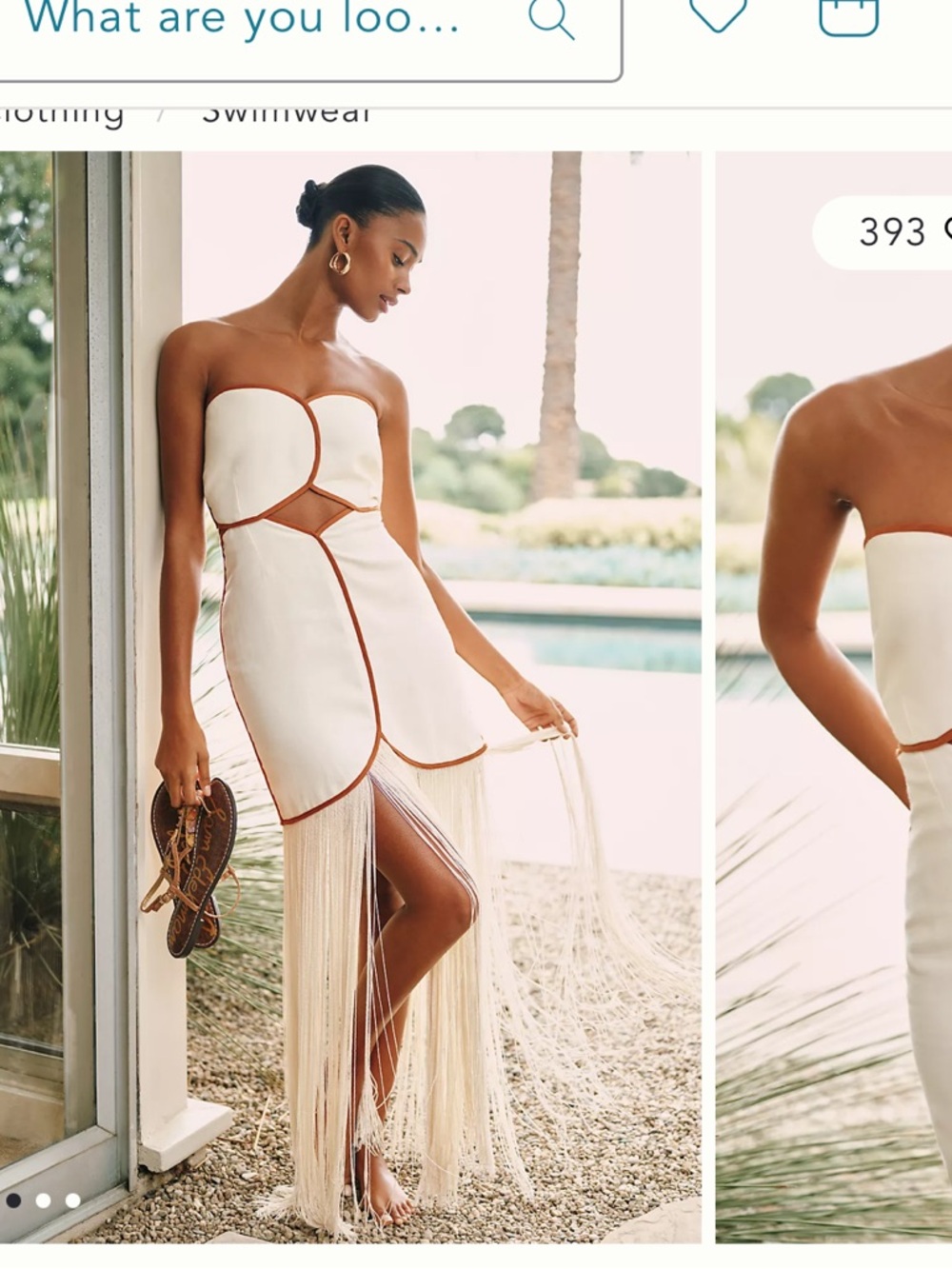 AZULU Joaquina Linen Fringe Strapless Midi Dress